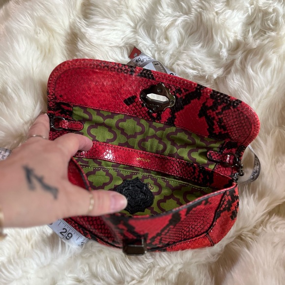 OrYANY Leather Snakeskin Style Red Shoulder Handbag Clutch New - Picture 7 of 11